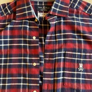 Psycho Bunny Red and Blue Casual Button Down Shirt